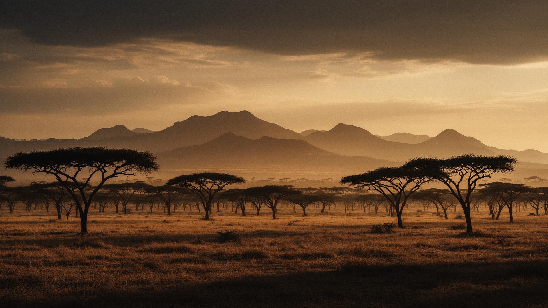 Paysage africain au coucher du soleil